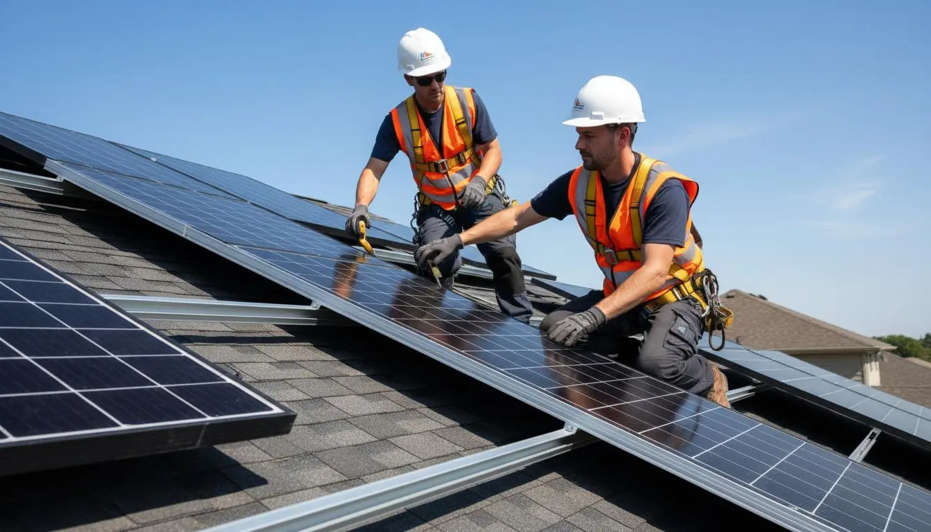 Tecnicos instalando paneles solares